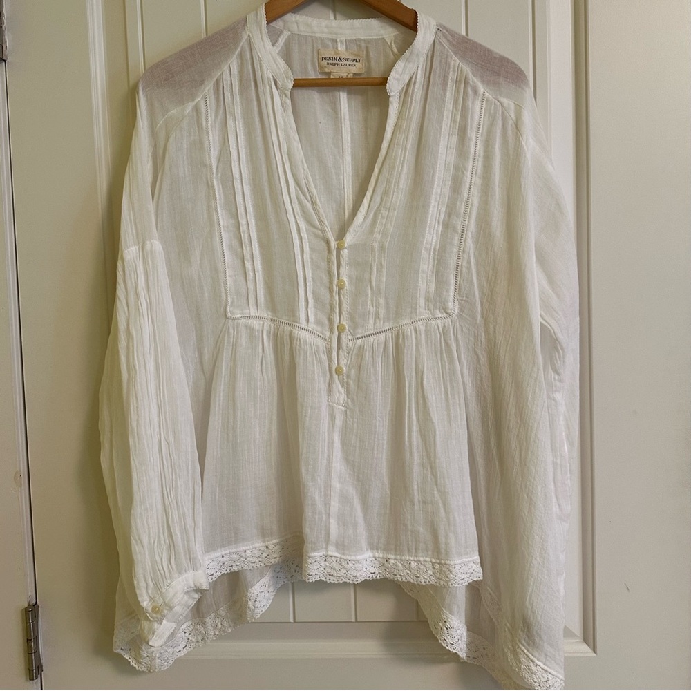 Denim & Supply Ralph Lauren White Gauze Peasant Blouse